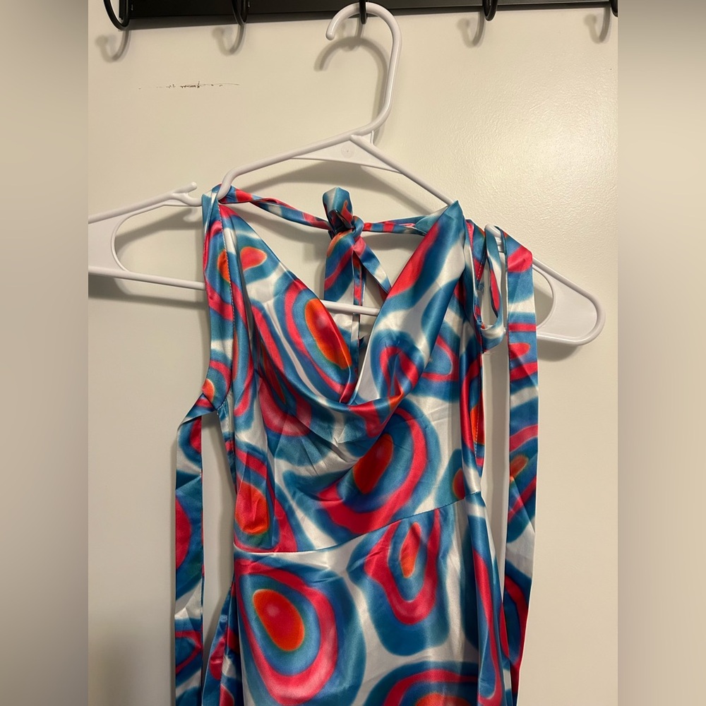 NWT Beginning Boutique Isidore Blue Print Mini Dress - Picture 3 of 9